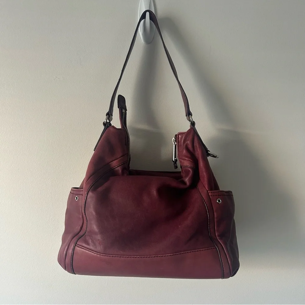 Michael Kors oxblood leather handbag 90’s Y2K